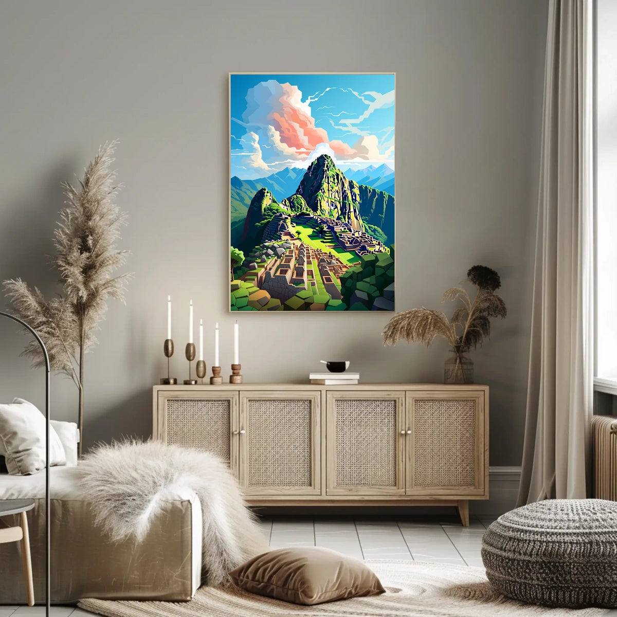 Machu Picchu Majesty: Geometric Travel Poster