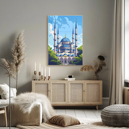 Grand Mosque Vector Art: Vibrant Islamic Heritage Poster