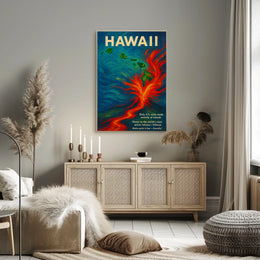 Hawaii Volcano Adventure: Vibrant Tropical Art Poster