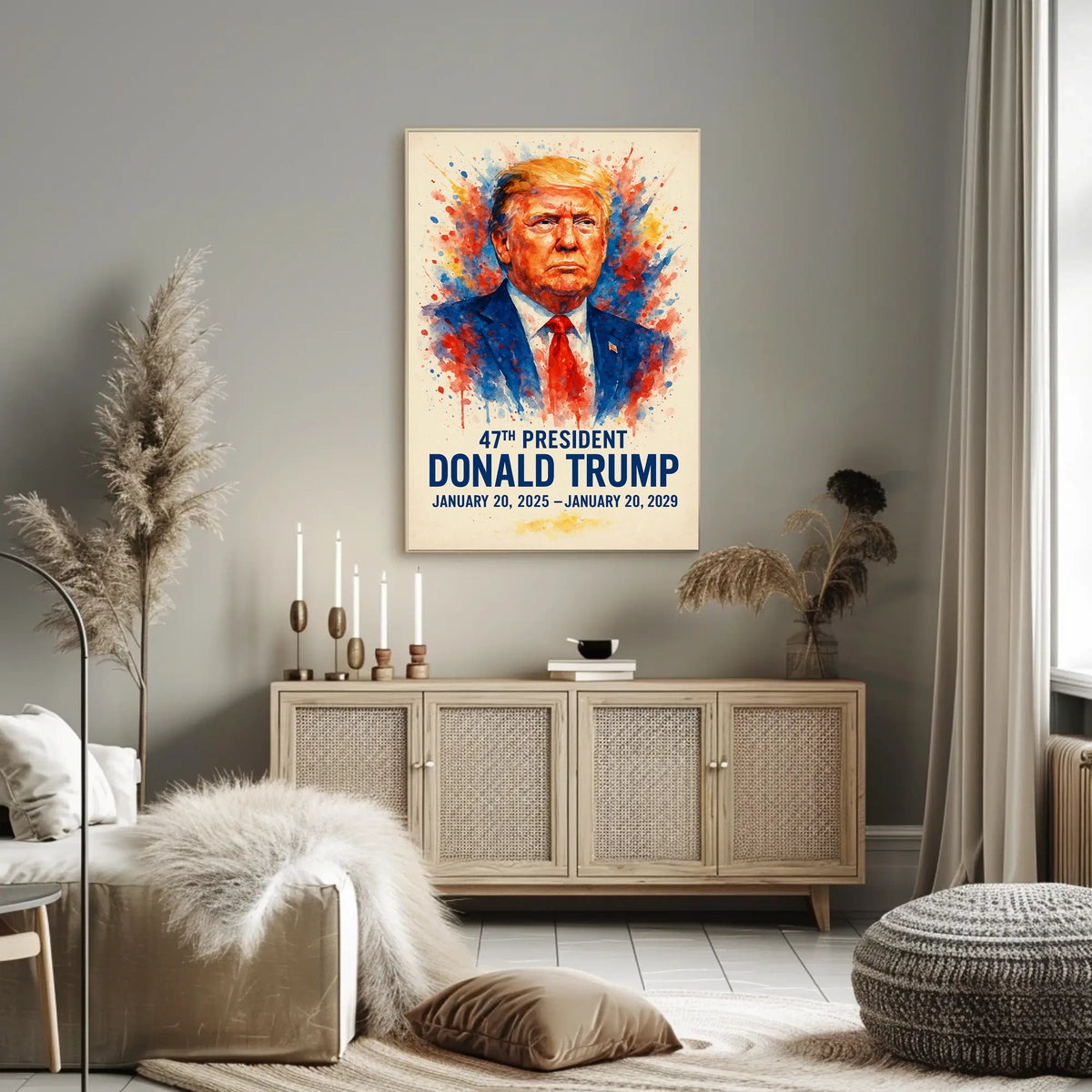 Donald Trump Watercolor Portrait Patriotic Poster