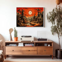 Surreal Gothic Landscape with Radiant Sky Fantasy Mythology Poster