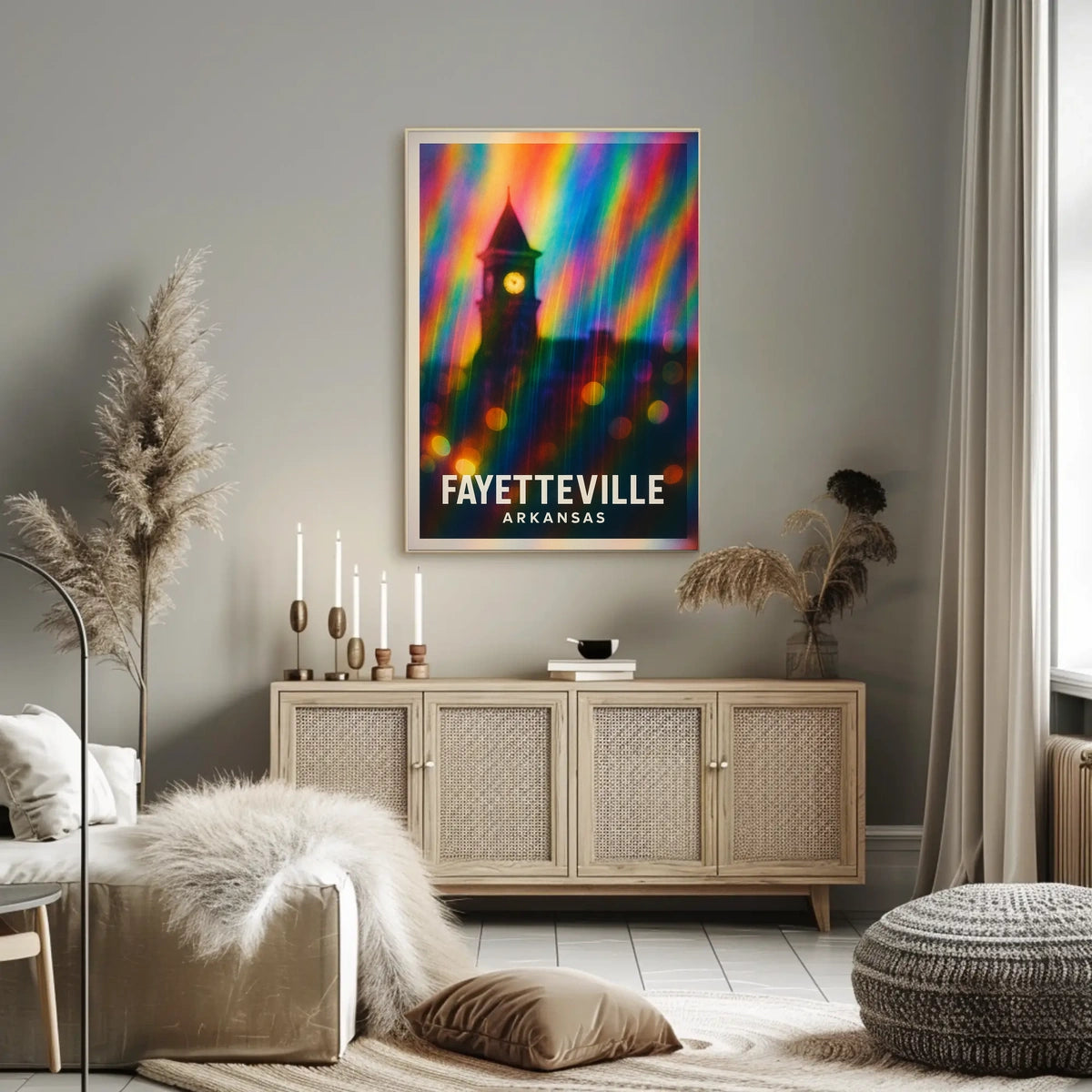 Fayetteville Arkansas Scenic Travel Minimalist Digital Painting Wanderlust Home Decor Poster