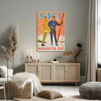 Skiing Adventure in Washington State Vintage Sports Poster PosterGoat