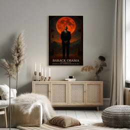 Red Moon Man East Asian Artistic Poster