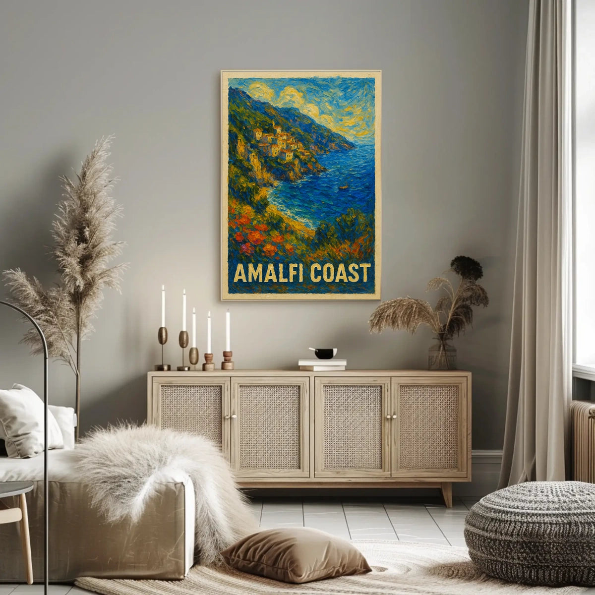 Amalfi Coast Poster Wall Art Coastal Decor Travel Gift Idea
