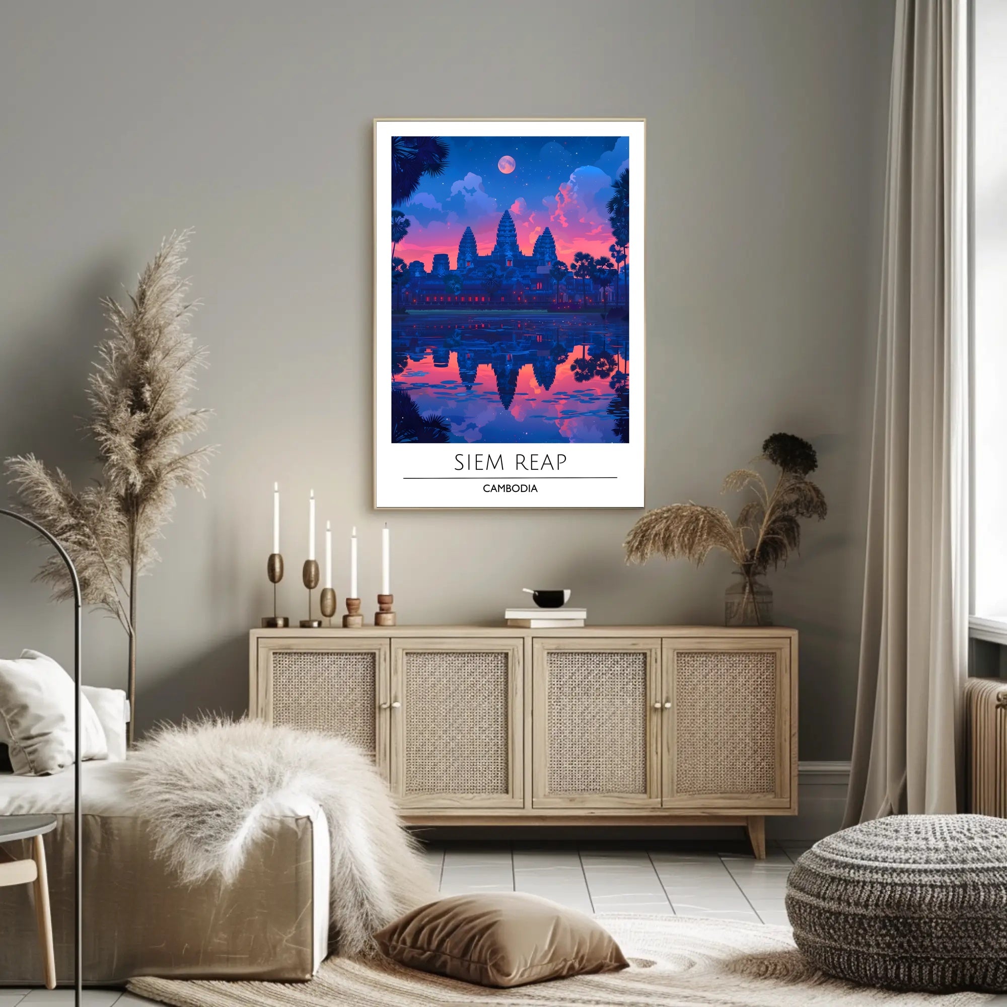 Angkor Wat Twilight Scene: Siem Reap Travel Poster