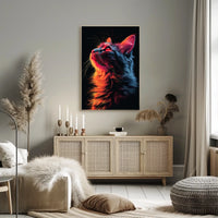 Neon Cat Portrait Poster