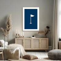 Minimalist White Flag on Deep Blue Background Poster