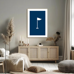Minimalist White Flag on Deep Blue Background Poster