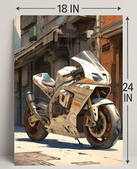 Futuristic Motorcycle In Urban Alley Poster PosterGoat