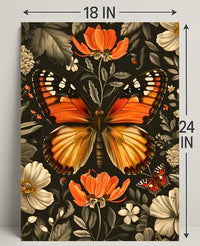 Vibrant Butterfly and Flowers Decorative Animal Poster