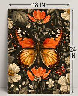 Vibrant Butterfly and Flowers Decorative Animal Poster