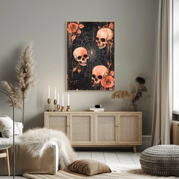 Dark Gothic Skulls and Roses Artistic Poster