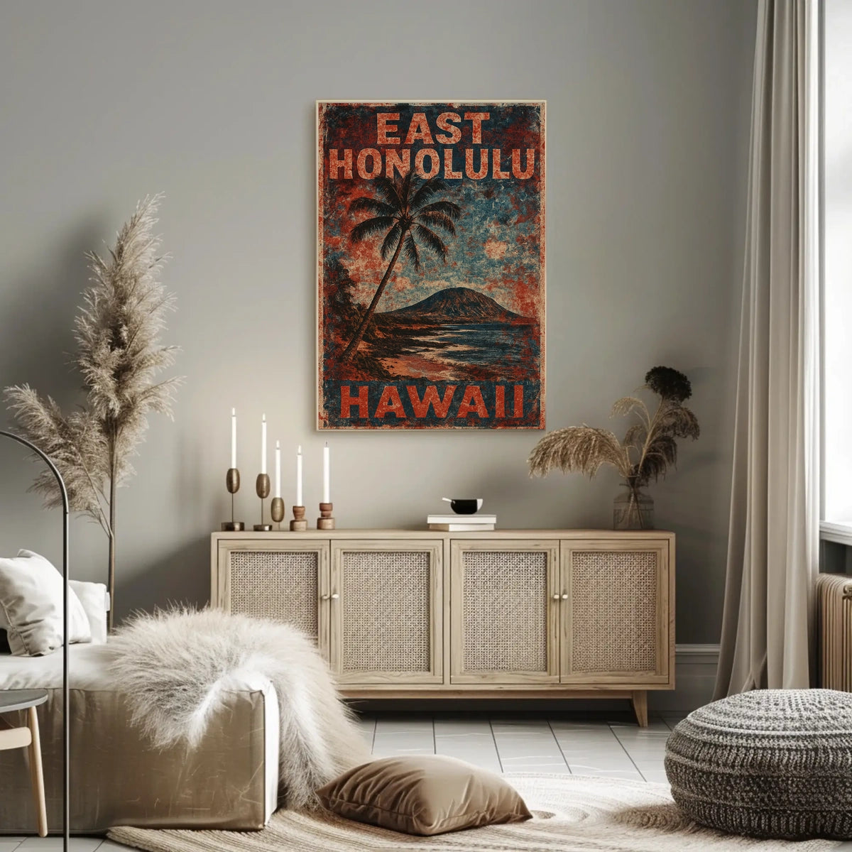 East Honolulu Wanderlust Vintage Travel Poster
