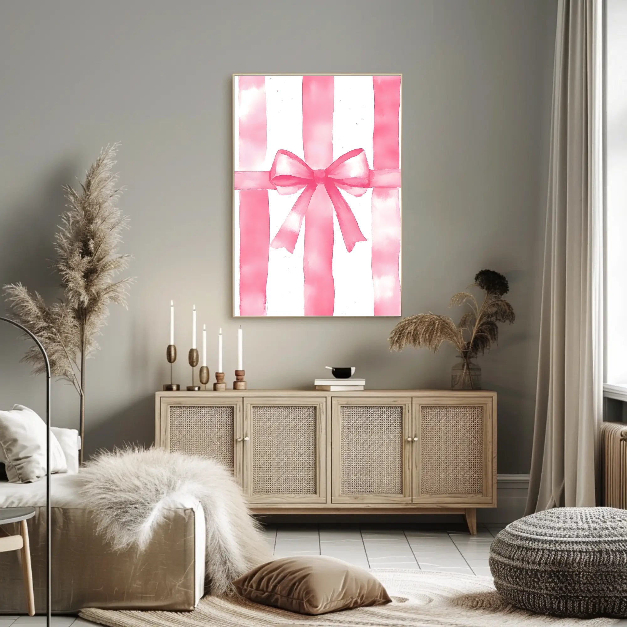 Pink Ribbon Gift Design Decorative Poster Wall Art