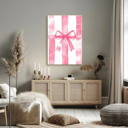 Pink Ribbon Gift Design Decorative Poster Wall Art