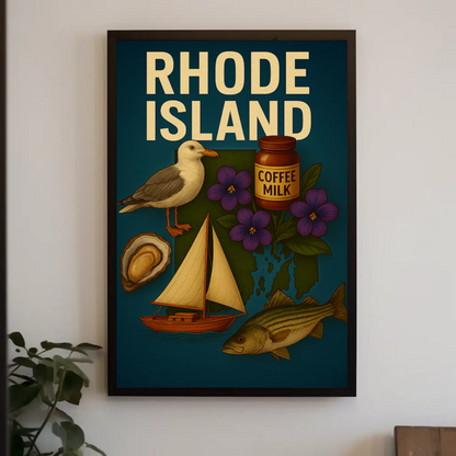 Rhode Island Icons Coffee Milk Sailboat State Pride Travel Poster Travel Poster