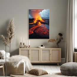 Hawaii Volcano Eruption Poster Travel Wall Art