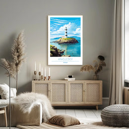 Scenic Lighthouse Art Print: Explore Wales Travel Poster