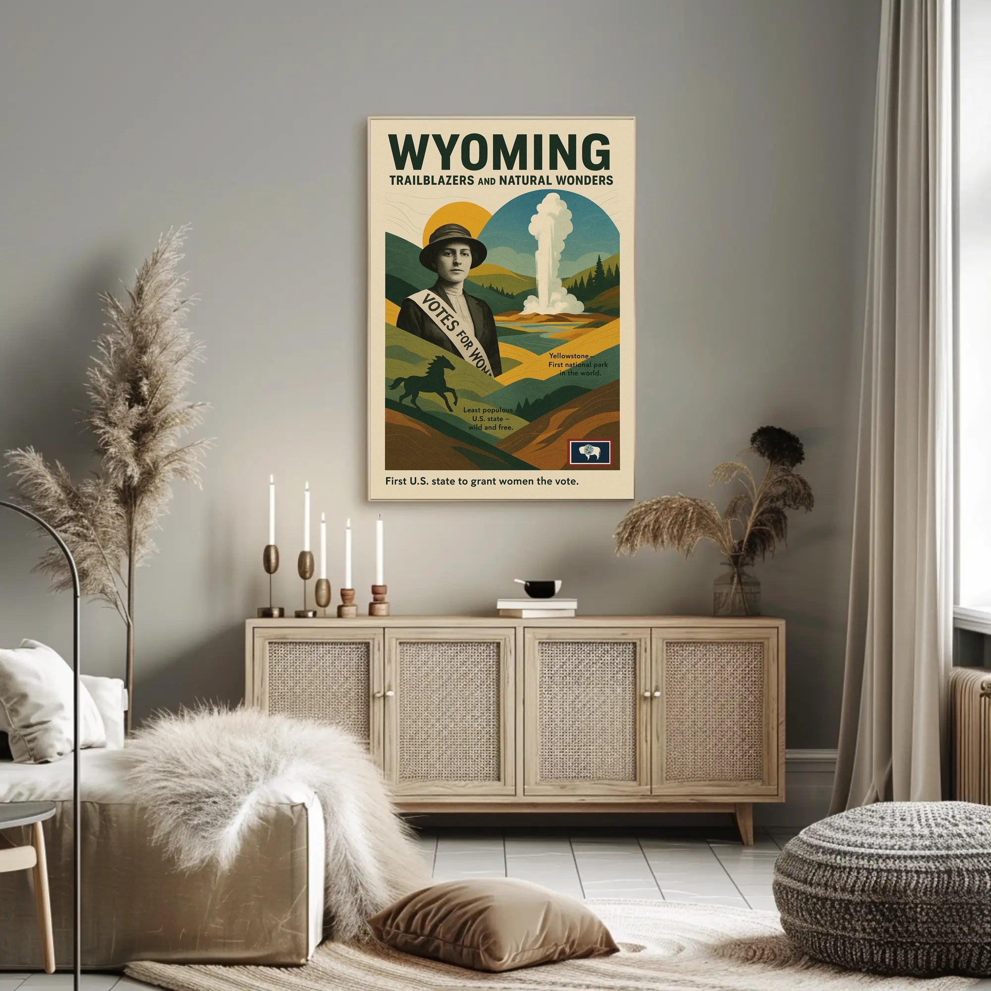 Wyoming Trailblazers and Natural Wonders Poster PosterGoat