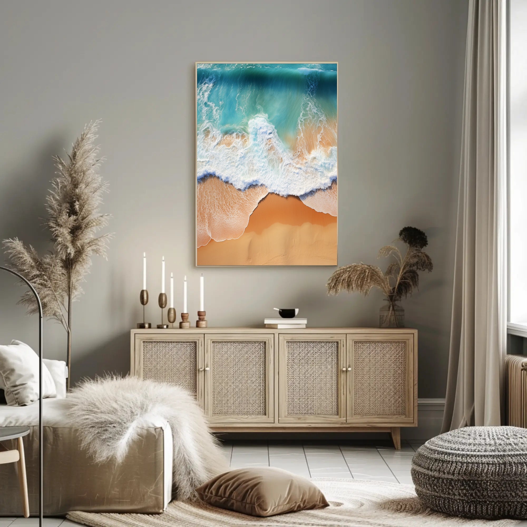 Ocean Waves And Sandy Shore Poster