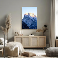 Majestic Dawn: Snow-Covered Mountain Art Poster