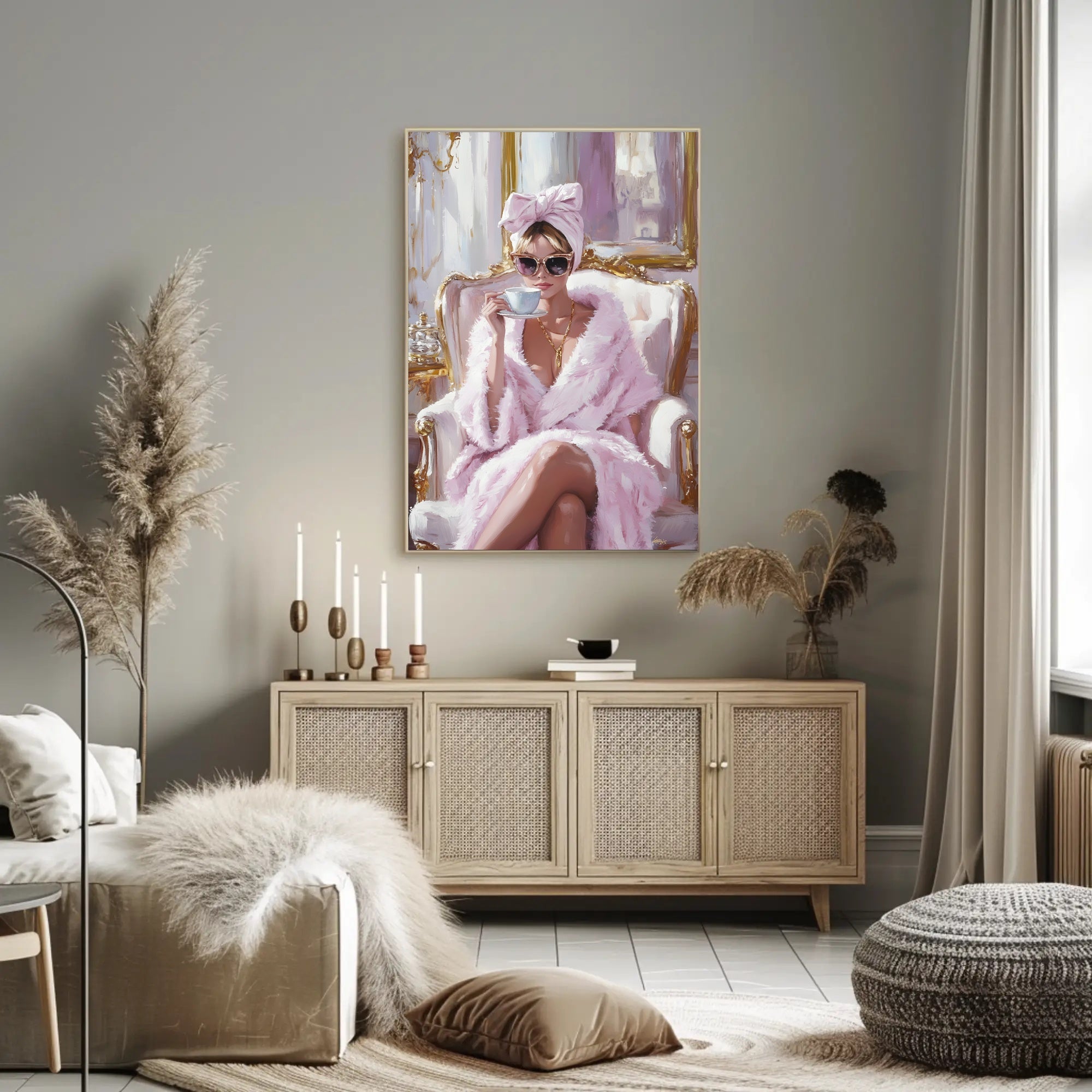 Elegant Morning Ritual Poster Glamorous Pink Wall Art