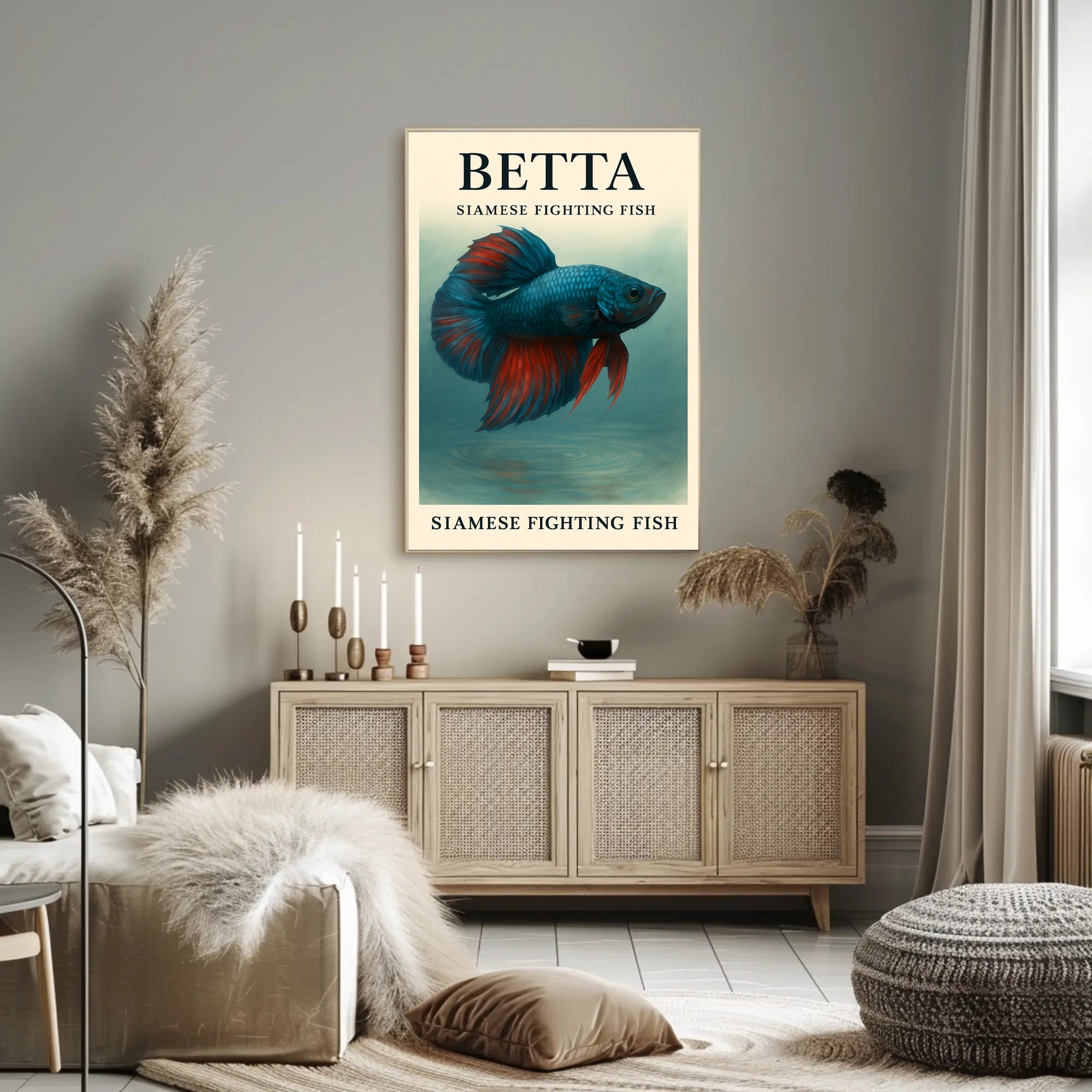 Betta Fish Elegance: Photorealistic Animal Poster