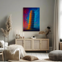Enchanted Leaning Tower Poster Vintage Travel Wall Art