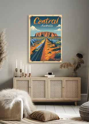Uluru Australia Vintage Travel Adventure Poster