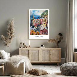 Colorful Cinque Terre Watercolor Art Travel Poster PosterGoat