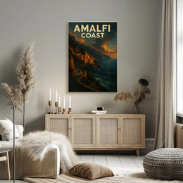 Amalfi Coast Poster Wall Art 18x24 Coastal Decor Print