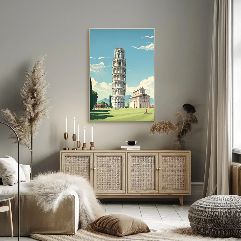 Leaning Tower of Pisa Vintage Travel Poster Art