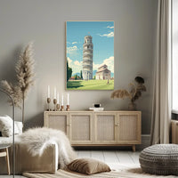 Leaning Tower of Pisa Vintage Travel Poster Art