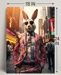 Stylish Rabbit In The City Poster