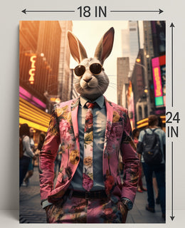 Stylish Rabbit In The City Poster
