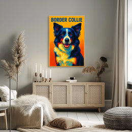 Vibrant Border Collie Portrait Poster