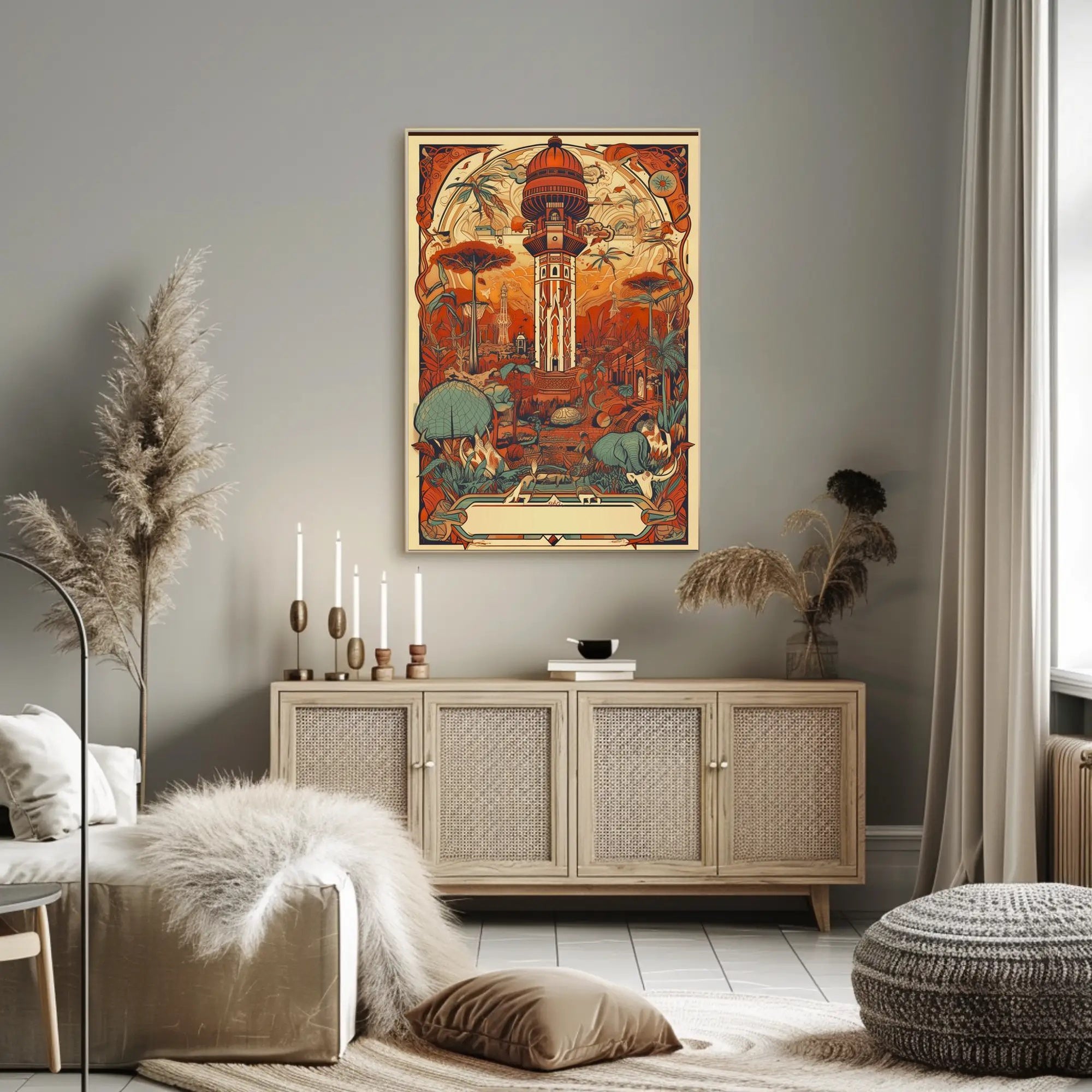 Enchanted Tower: Fantastical Landscape with Ornate Structure Poster