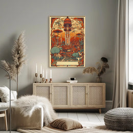Enchanted Tower: Fantastical Landscape with Ornate Structure Poster