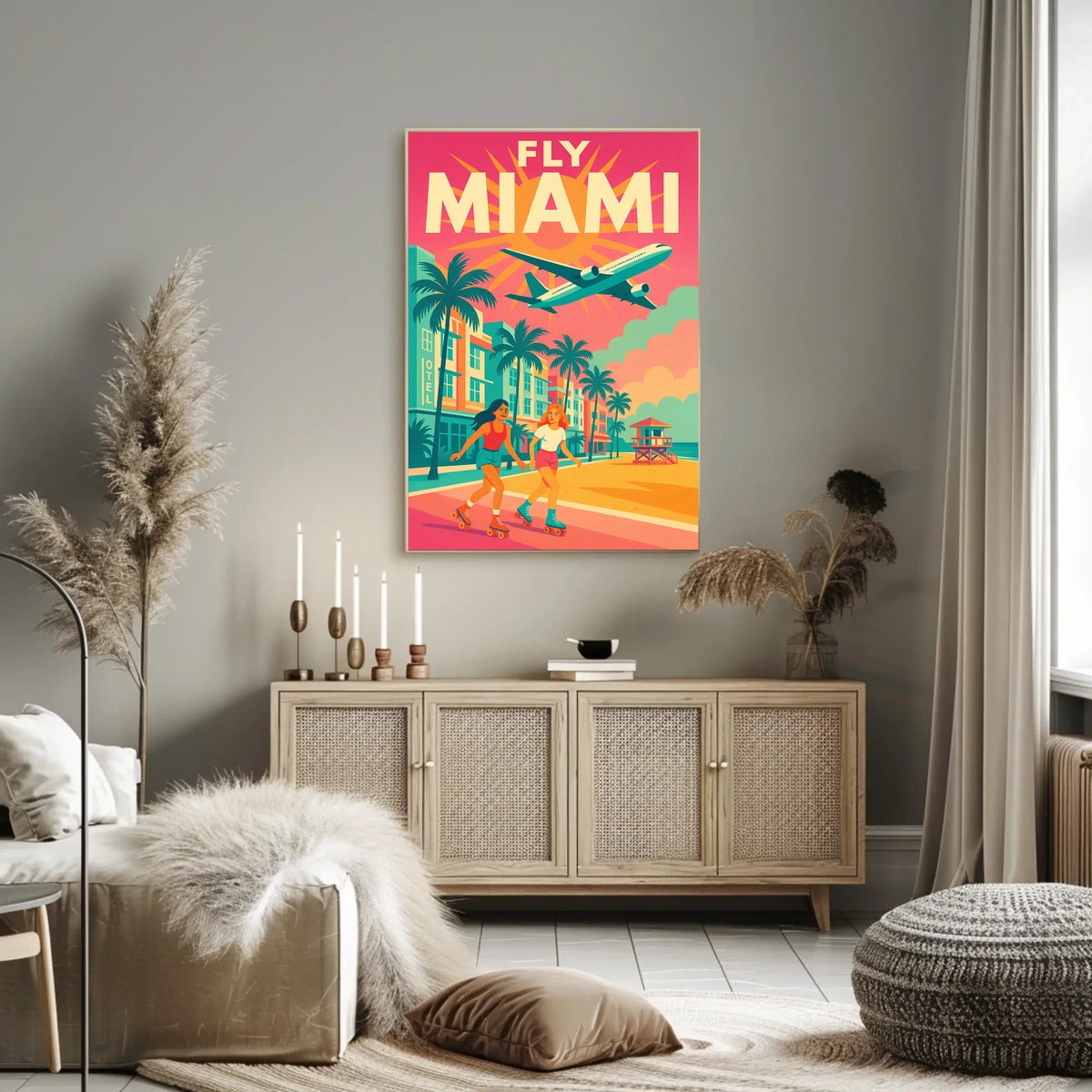 Miami Roller Skating Adventure Travel Poster