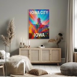 Vivid Iowa City Urban Skyline Cityscape Realism Photography Artistry Timeless Midwest Creative Vibe Poster