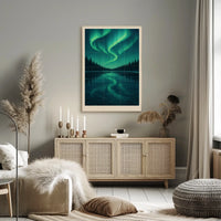 Aurora Borealis Over Frozen Lake Poster