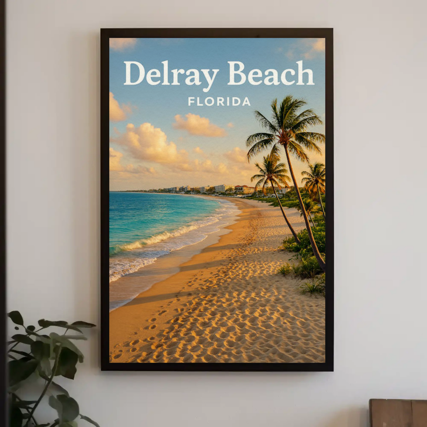 Delray Beach Florida Oceanfront Sand Sunset Travel Poster