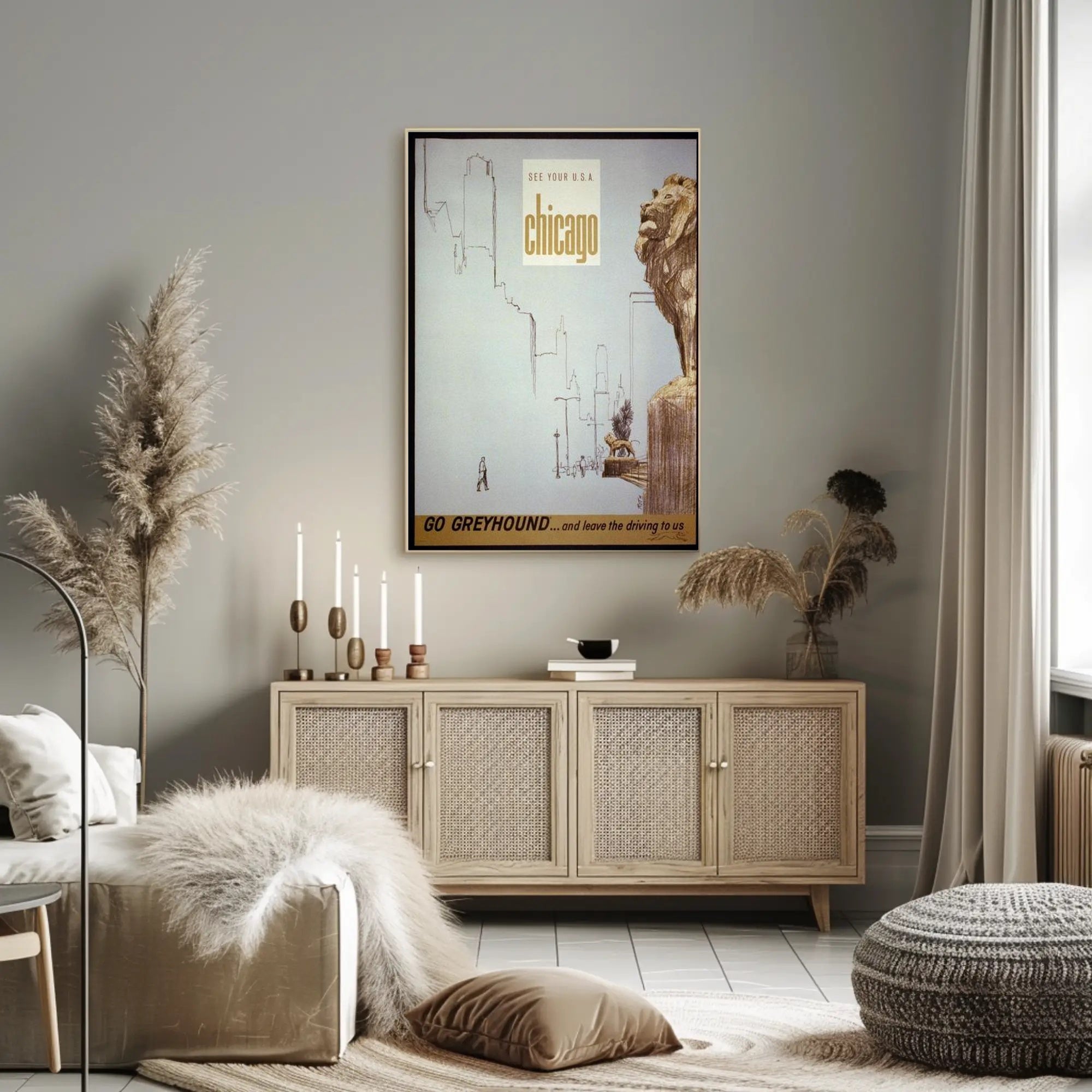 Explore Chicago with Greyhound Poster PosterGoat