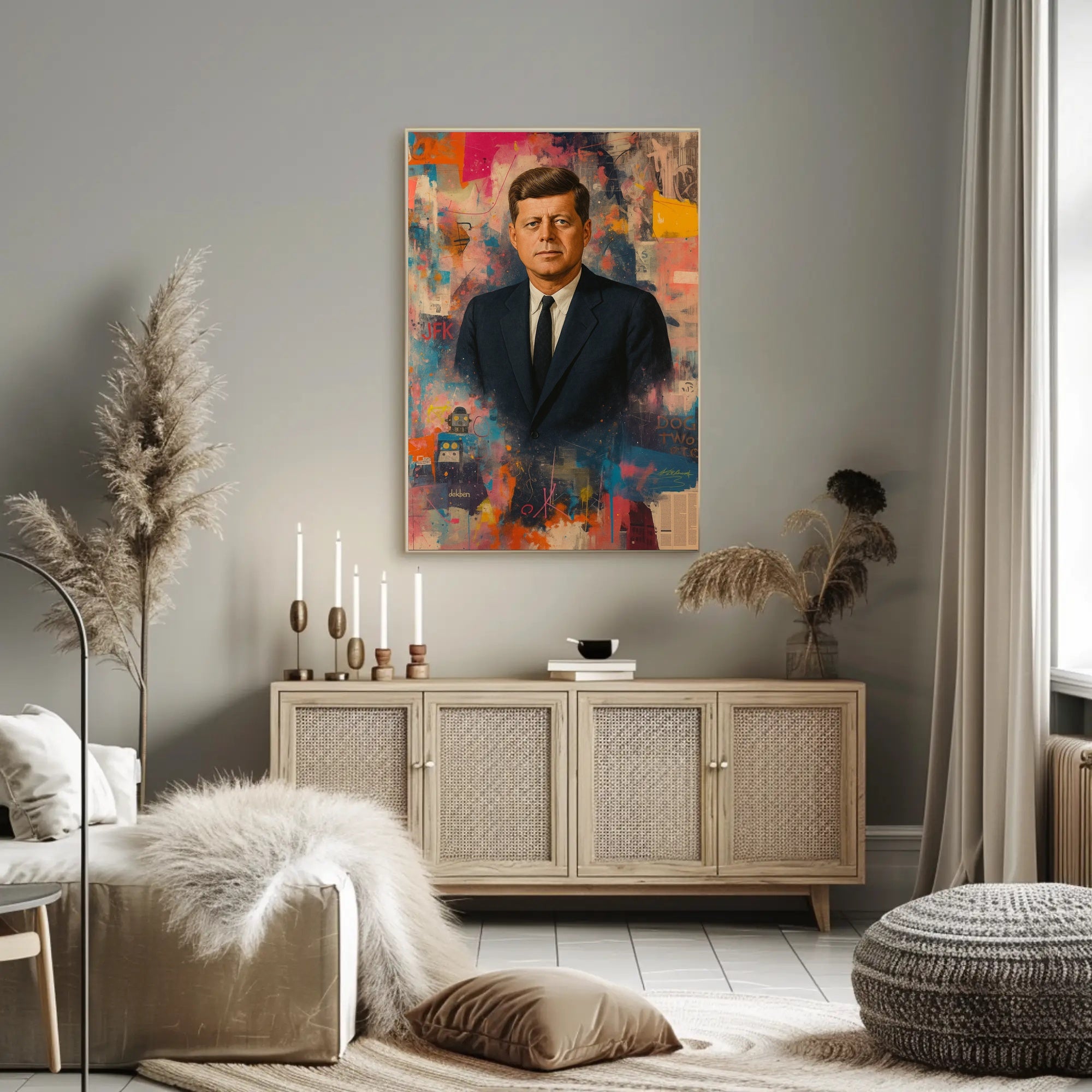 JFK Artistic Vibrant Portrait Abstract, Artistic, or Pop Culture Poster