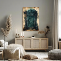 Mysterious Gothic Gate Poster in Abstract Artistic Style