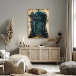 Mysterious Gothic Gate Poster in Abstract Artistic Style