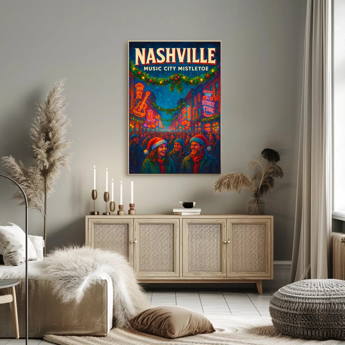 Nashville Music City Mistletoe Poster