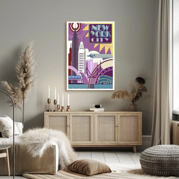 New York City Art Deco Poster Geometric Skyline Wall Art