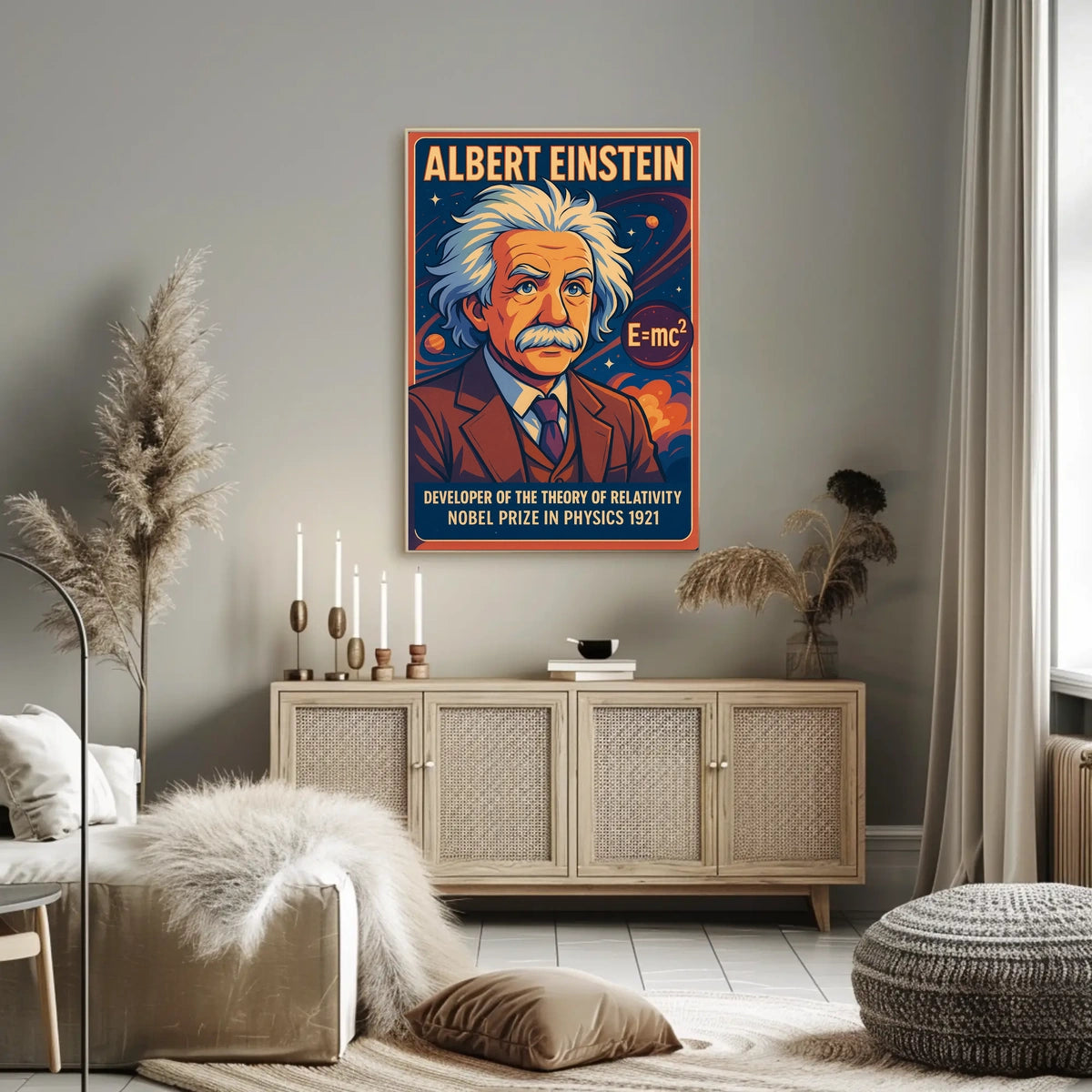 Albert Einstein Portrait Modern Scientific Relativity Mindful Wanderlust Decor Poster
